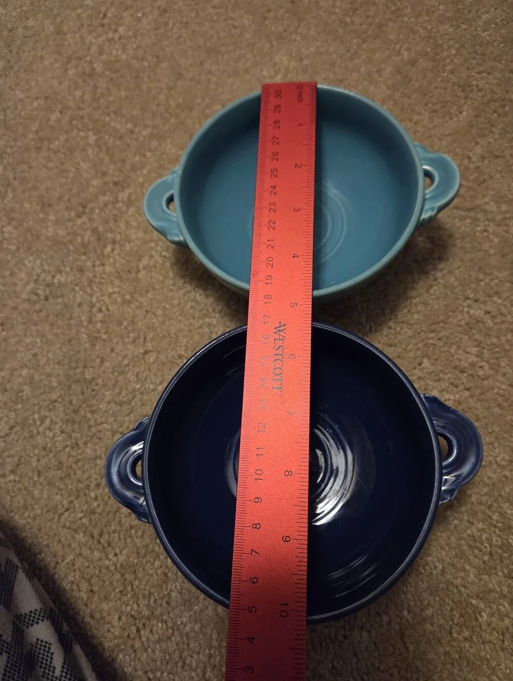 Fiesta Ware Cobalt Blue And Turquoise CREAM SOUP Bowls